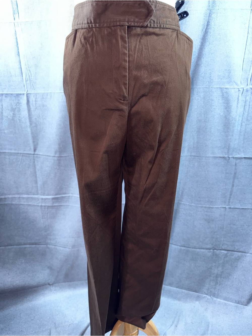 3153-Anne Klein Brown Straight-Leg Trousers